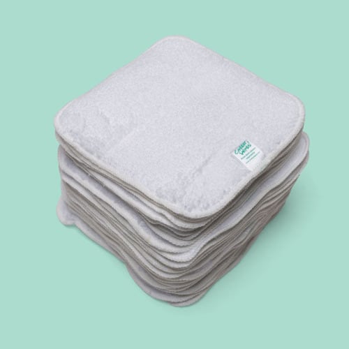 White Cotton Wipes - Terry Wipes - 15cm