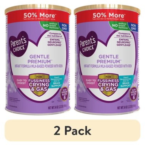 (2 pack) Parent's Choice Gentle Premium Baby Formula; for Fussiness, Gas and Crying, 34 Ounces
