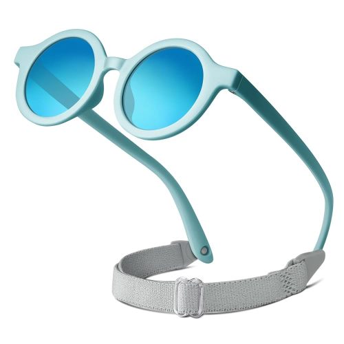 RIVBOS Baby Wrap Polarized UV400 Sunglasses - Soft Frame with Secure Strap for Infant and Newborn (0-24 Months) RBK069