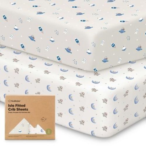 KeaBabies 2pk Isla Fitted Crib Sheets for Boys, Girls, Baby Crib Sheet, Fits Standard Nursery Crib Mattresses (Nibbles/Bruce)