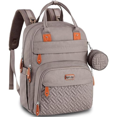 BabbleRoo Diaper Bag Backpack - Baby Essentials Travel Tote - Multi Function Water Resistant Diaper Bag, Travel Essentials Baby Bag with Changing Pad, Stroller Straps & Pacifier Case - Unisex, Khaki