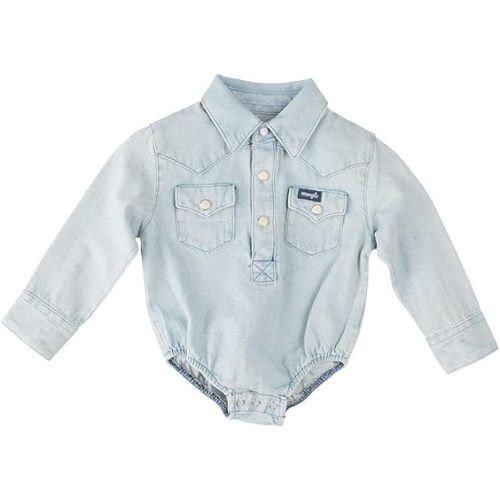 Wrangler Baby-Boys Long Sleeve Bodysuit Denim