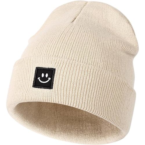 DANMY Baby Beanie Hat, Newborn Toddler Winter Warm Knit Hat, Kids Soft Beanie Cap - 1-6 Years - Beige