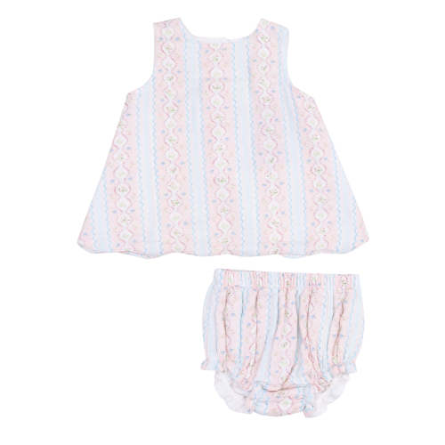 Scallop Open Back Top & Bloomer, Ogee Floral