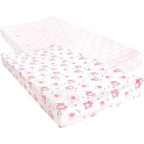 Luvable Friends Unisex Baby Fitted Changing Pad Cover, Girl Basic Elephant, One Size