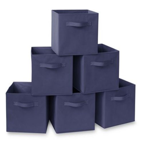Casafield Set Of 6 Collapsible Fabric Storage Cube Bins, Navy Blue - 11" Foldable Cloth Baskets For Shelves And Cubby Organizers