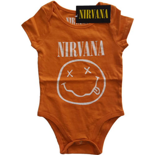Nirvana Kids Baby Grow: (White Happy Face) Orange