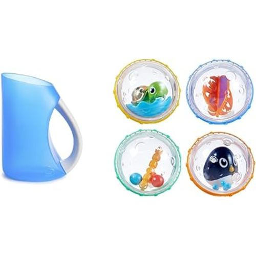 Munchkin® Rinse™ Shampoo Bath Rinser, Blue & ® Float & Play Bubbles™ Baby and Toddler Bath Toy, 4 Count