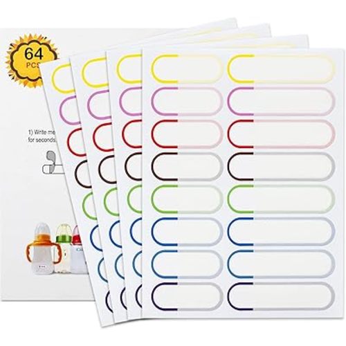 Waterproof Baby Bottle Labels for Daycare, 64 PCS School Name Labels Stickers for Kids Stuff, Self Laminating, Dishwasher Safe, Toddler Name Tags for Sippy Cup, Plastic Water Bottle, Daycare Supplies
