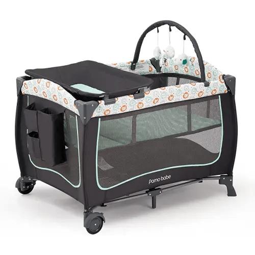Pamo Babe Portable Crib for Baby Nursery Center Playard Baby Playpen Travel Crib Diaper Changer with Mattress