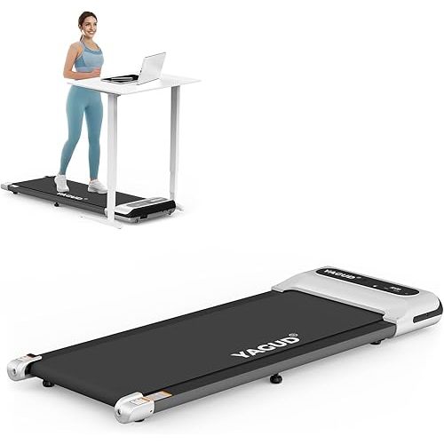 Yagud Under Desk Treadmill, Walking Pad for Home and Office, 2.5 HP Portable Walking Jogging Running Machine with Remote Control and LED Display, Silver