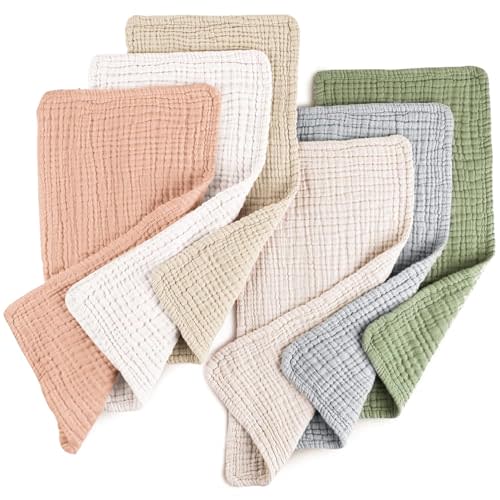 Konssy Muslin Baby Burp Cloths Sets for Unisex- 6 Pack Large 100% Cotton Burping Clothes for Newborn,Baby Girls and Boys
