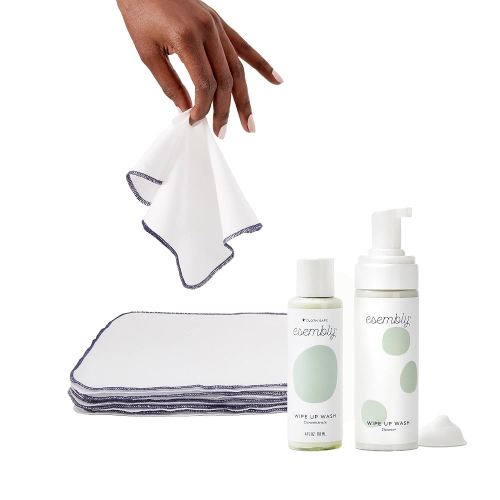 Esembly Wipe Up Wash Kit, Organic No-Rinse Foaming Wipes Solution, Use with Cloth Wipes on Baby’s Diaper Area, or as a Body Wash, Includes Refillable Foamer Bottle and 8oz Concentrate
