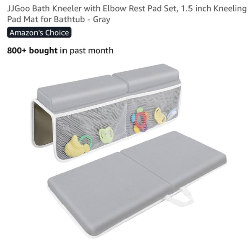 JJGoo Bath Kneeler with Elbow Rest Pad Set, 1.5 inch Kneeling Pad Mat for Bathtub - Gray