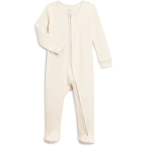 Colored Organics Baby Organic Cotton Peyton Zip Up Footed Sleeper - 6-12 Months - Natural