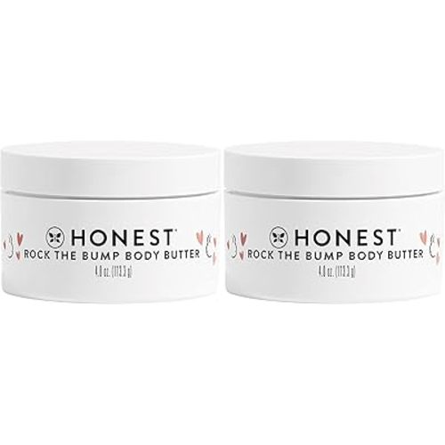 The Honest Company Mama Rock Bump Body Butter Moisturizing Stretch Mark Cream,Shea Avocado Oil,Vitamin E,Hypoallergenic and Dermatologist Tested,4 oz,(Pack of 2)