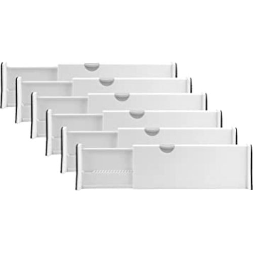 Amazon.com: RAPTUROUS Adjustable Drawer Dividers 6 Pack, 4” High, 11-17” Long, Dresser Drawer Divider for Bedroom, Closet, Kitchen, Nursery Organization, Office, Strong & Sturdy Hold, Soft Foam Edges（White） : Home & Kitchen