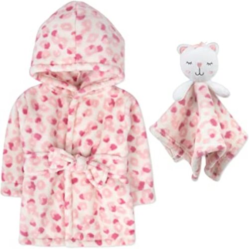 Baby Bathrobe Set for Boys and Girls 0-9 Months Baby Robe with Hood and Baby Gift Set Lovey