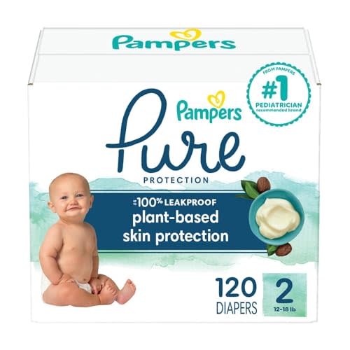 Pampers Pure Protection Diapers - Size 2, 120 Count, Hypoallergenic Premium Disposable Baby Diapers