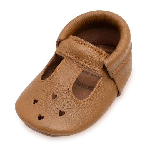BirdRock Baby Mary Jane Moccasins - Genuine Leather Soft Sole Baby Girl Shoes for Newborns, Infants, Babies, and Toddlers