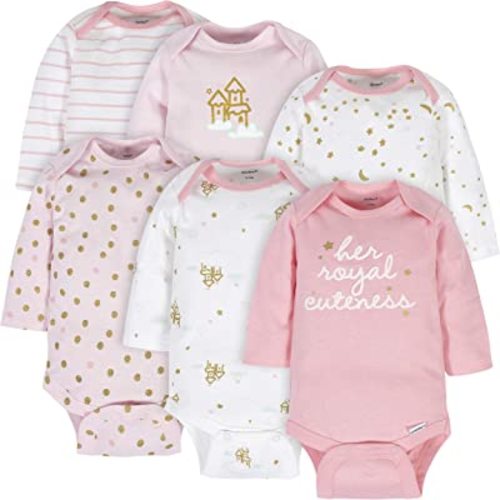 Gerber Baby-Girls 6-Pack Long-Sleeve Onesies Bodysuits
