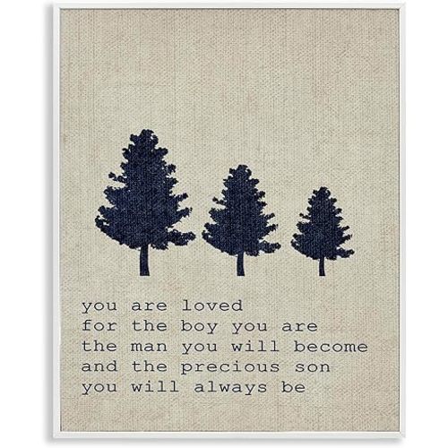 Stupell Industries You are Loved Trees, Design by Daphne Polselli White Framed Wall Art, 11 x 14, Brown