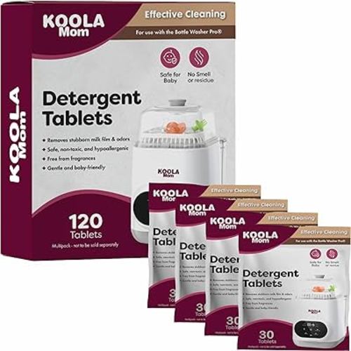 Official Detergent Washing Tablets For Momcozy Baby Breeza & All Bottle Washers - Removes Milk Film & Odor - Non-Toxic, Fragrance-Free Cleaner for Bottles & Pump Parts - 120 Count KOOLA Mom