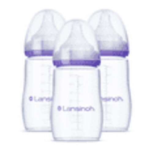 Lansinoh Breastfeeding Baby Bottles, Even Flow, 8 Ounces, 3 Count