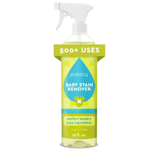 Puracy Stain Remover for Baby Clothes and Cloth Diapers, Newborn Baby Essentials Must Haves, Enzyme-Based Laundry Spray, Natural Spot and Odor Cleaner, 16 Oz