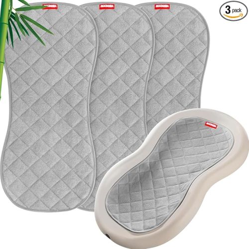 Quilted Thicker Changing Pad Liner 3 Pack Waterproof, Fit for Changing Table Liners are Warm On a Baby's Back Non-Slip Design Reusable Pads Machine Washable, Grey