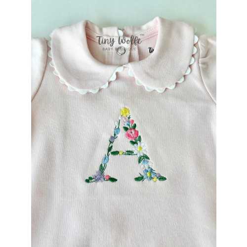 "W" Newborn Girl Initial Outfit