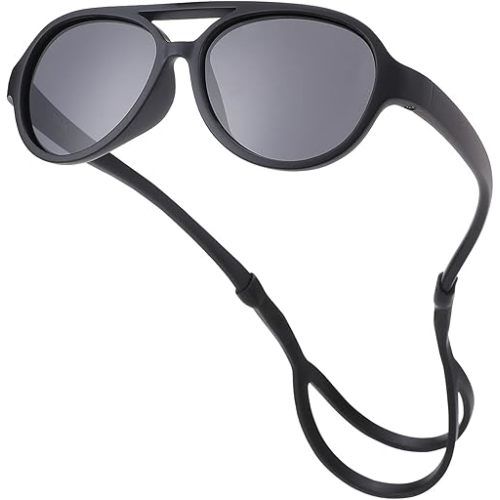 COASION Baby Polarized Sunglasses Flexible Rubber Shades with Adjustable Strap for Infant Toddler Boys Girls Ages 0-24 Months