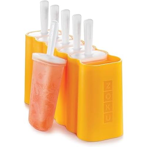 ZOKU Mod Pops, 6 Classic Popsicle Molds in One Compact Tray With Sticks and Drip Guards, Easy-Release, BPA-free