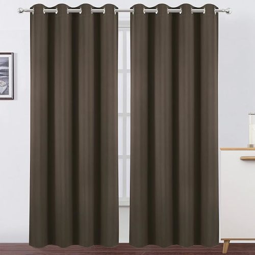 LEMOMO Blackout Curtains 66 x 84 inch/Chocolate Brown Curtains Set of 2 Panels/Thermal Insulated Room Darkening Bedroom Curtains