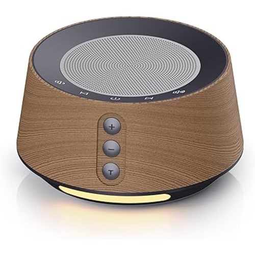 BGOVERSS White Noise Sound Machine with 14 Soothing Sounds and 10 Levels Night Light for Sleeping, 5 Timers and Memory Feature Plug in Sound Machine for Nursery Baby Kids Adults, Wood