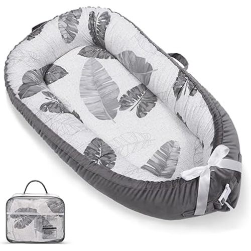 EAQ Baby Lounger, Snuggle Me Lounger, Portable Baby Nest Breathable & Soft, 100% Cotton Baby Lounger Pillow, Safe Baby Bassinet for Co-Sleeping, Nursery, Travel, Playtime