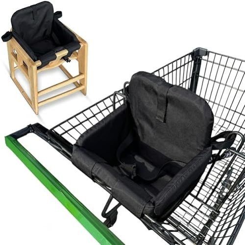 Shopping Cart Seat Cover for Baby, High Chair & Grocery Seat Protector, Padded Chair Covers for Restaurant Seats, Unisex Machine Washable Grocery Cart Liner & Swing Insert – Black