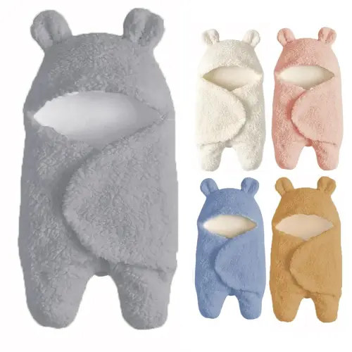 Baby Swaddle Blanket Boys Girls Cute Plush Receiving Blanket Ultra-Soft Newborn Sleeping Wraps for Infant 0-6 Months - Grey