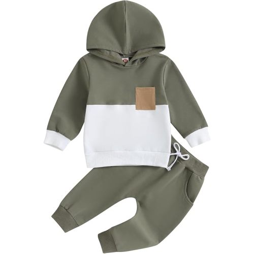 6-12 months 2Pcs Baby Boys Hoodie Tops Pants Set Dinosaur Deer Print Sweatsuit Fall Winter Outfits