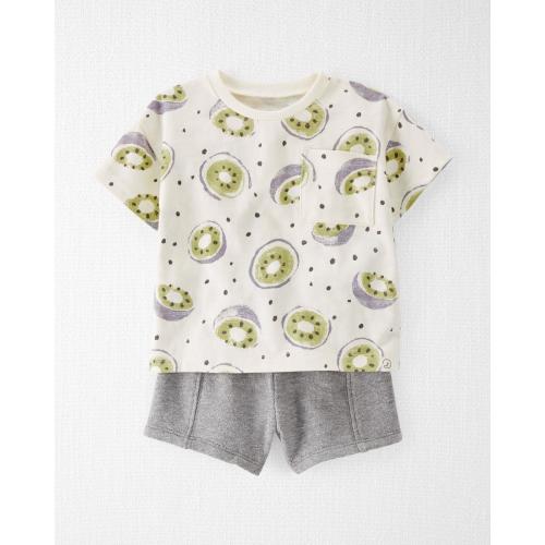 Carter's Little Planet Baby Organic Cotton Sun Set - 3M - Style,Kiwi Print/Charcoal