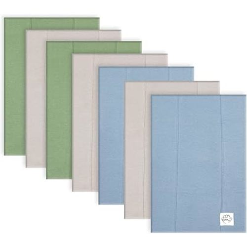 Baby Burp Cloths for Boys and Girls - 7 Pack Large 100% Cotton - Double Layered Extra Absorbent Burp Rags, Green-Grey