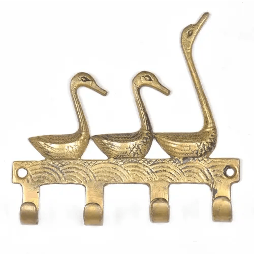 Indian Shelf Animal Goose Wall Hooks for Hanging Brass Unique Vintage Gold Key Holder Decorative Backpack Hanger Farmhouse Duck Hooks Kids Towel Holder Geese Children Coat Hooks Wall Mounted Nursery