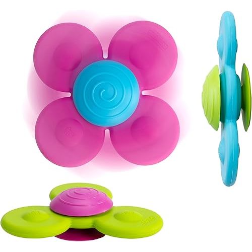 Fat Brain Toys Whirly Squigz - 3 Silicone Spinners for Toddlers & Kids, 10 mos+