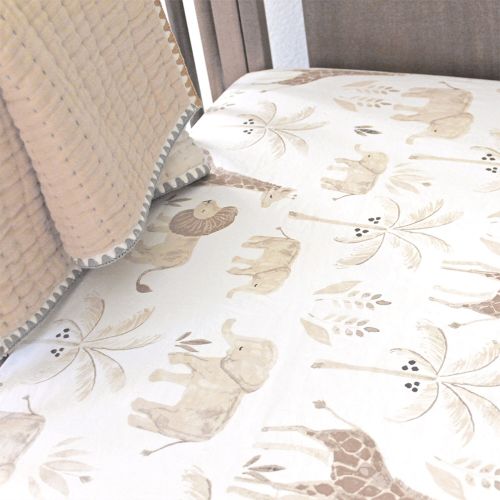 Kendi Crib Sheet - Safari Crib Bedding | Crane Baby
