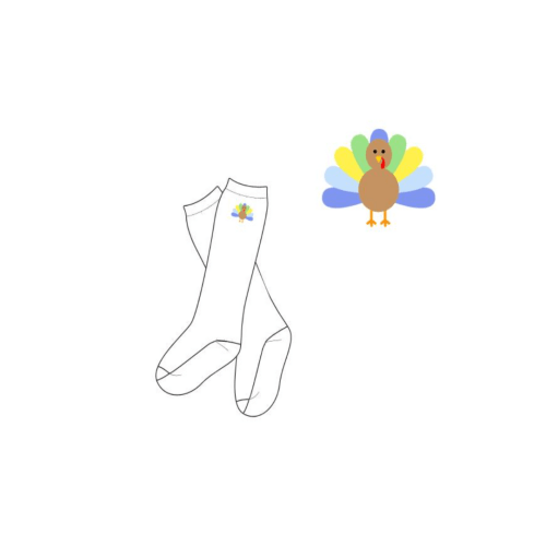 Embroidered Blue Turkey Socks