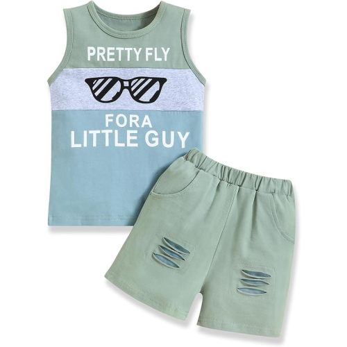 Crazyme Toddler Baby Boy Clothes Outfits Sleeveless Tops Striped Shorts Summer Baby Boys Clothes Set