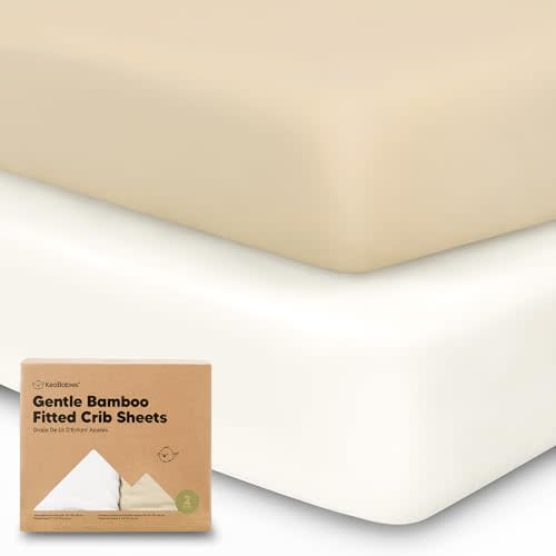 2-Pack Bamboo Viscose Crib Sheets for Boys, Girls - Fitted Crib Sheet, Organic Baby Crib Sheets Neutral, Crib Mattress Sheet, Toddler Bed Sheets, Baby Sheets for Crib, Unisex Crib Fitted Sheet(Khaki)