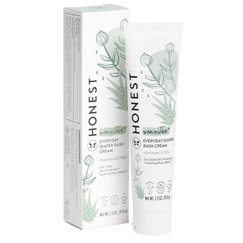 The Honest Company Organic Baby Diaper Rash Cream | Moisturizing + Calming Zinc Oxide Ointment | NSF Certified, Cruelty Free | 2.5 oz