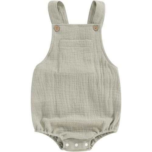 Newborn Baby 1 Piece Summer Romper Baby Girl Boy Solid Color Jumpsuit Sleeveless Backless Overalls Outfits