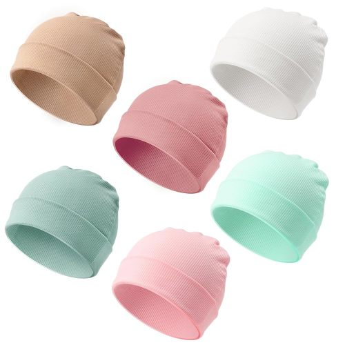 DRESHOW BQUBO 6 Pack Baby Newborn Hats Set for Unisex Infant Newborn Toddler Soft Beanie Hat for Boys Girls 0-24 Months